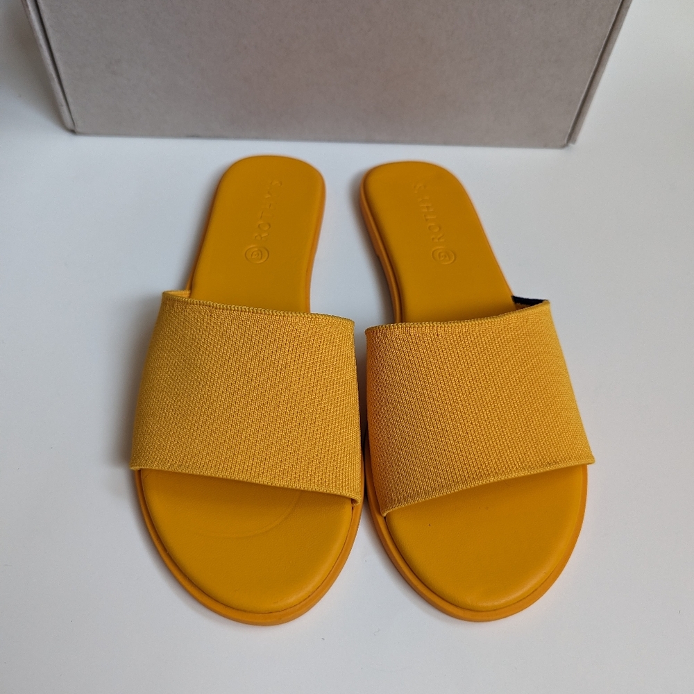ROTHY'S THE SLIDE YELLOW CANARY SLIP ON SANDALS